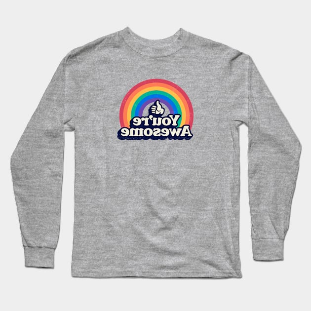 Mirror motivator- Good positive vibes and a happy rainbow to motivate you in a mirror Long Sleeve T-Shirt by thedesigngarden